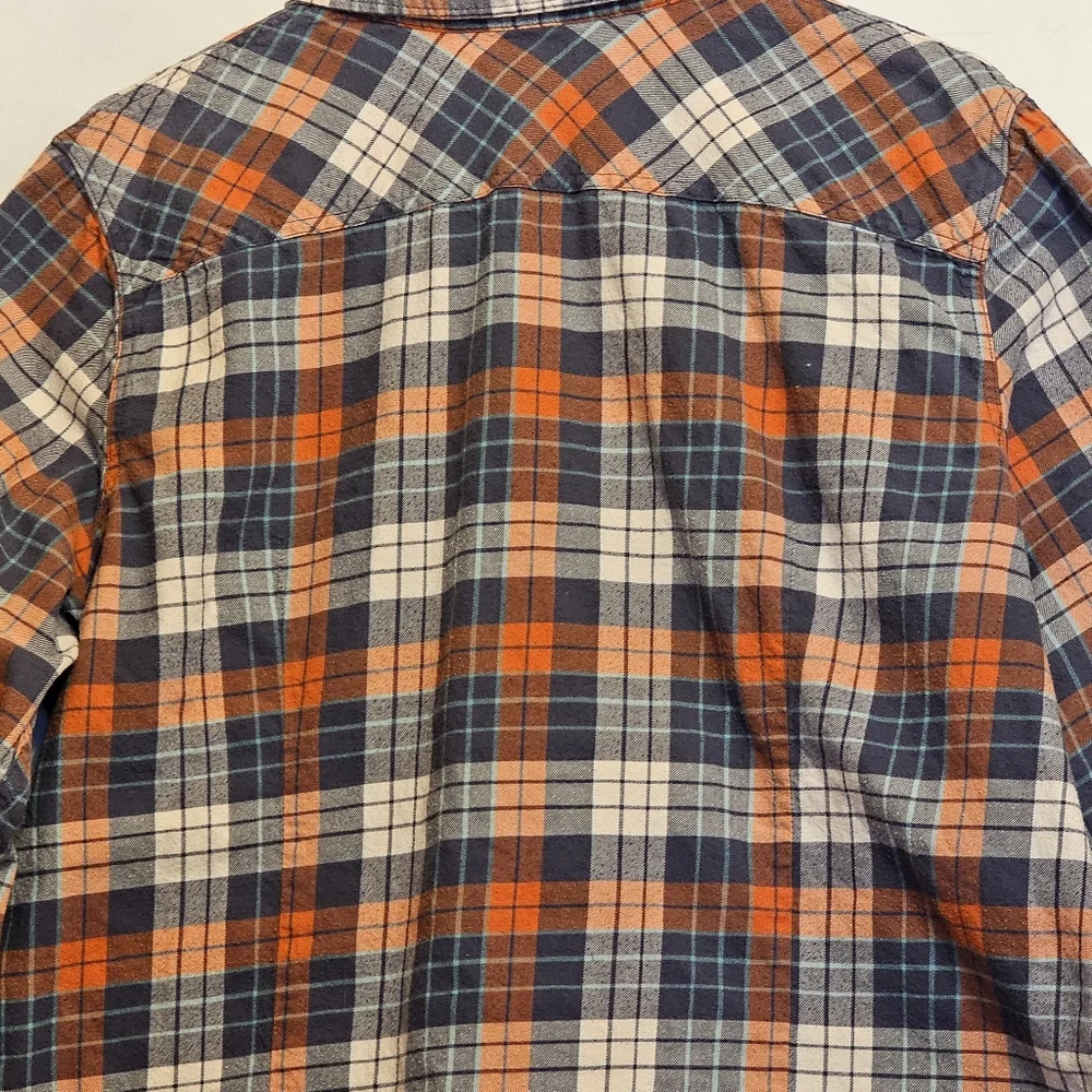 L.L. Bean Blue and Orange Plaid Button Down Shirt XL - Picture 3 of 10